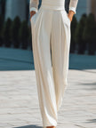 High Neck Sheer Sleeve Tailored Wide-Leg Jumpsuit