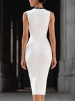 Contrast Trim V-Neck Bodycon Midi Dress