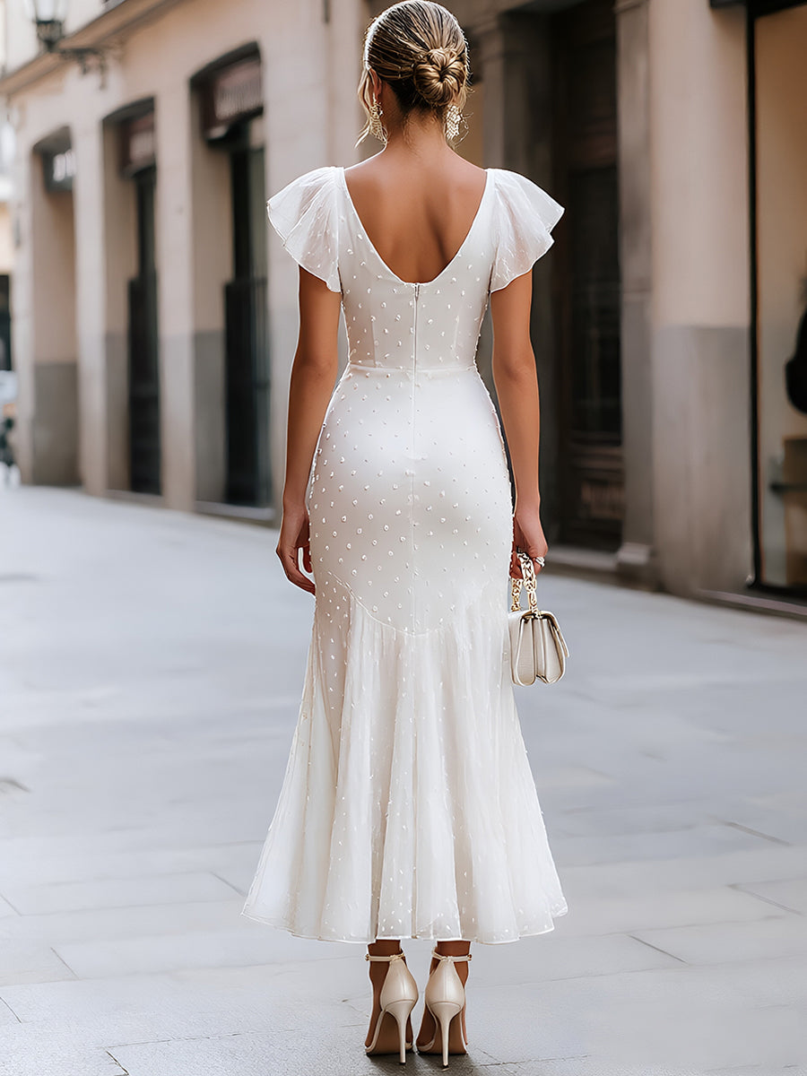 Elegant Polka-Dot Midi Dress