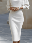 White Draped Batwing Midi Dress