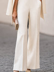 Elegant Cape-Style Blazer And Sleeveless Wide-Leg Jumpsuit Two-piece Set