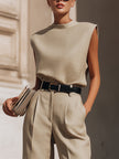 Minimalist Structured Sleeveless Top And Tailored Bermuda Shorts Set