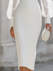 Fitted Long-Sleeve Dress With Pleated Chiffon Sleeves