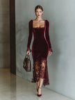 Velvet Sweetheart Lace Maxi Dress