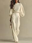 Linda – Geribbelde set met brede broek